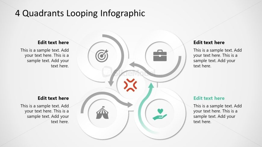 4 Quadrants Looping Slide PPT Diagram