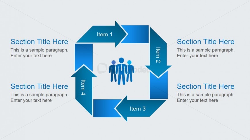 Square Diagram Design for PowerPoint with Arrows