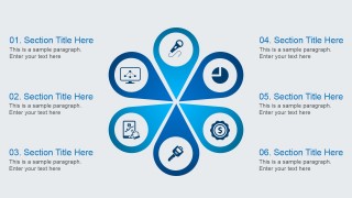 Flower Diagram Design with 6 Elements for PowerPoint