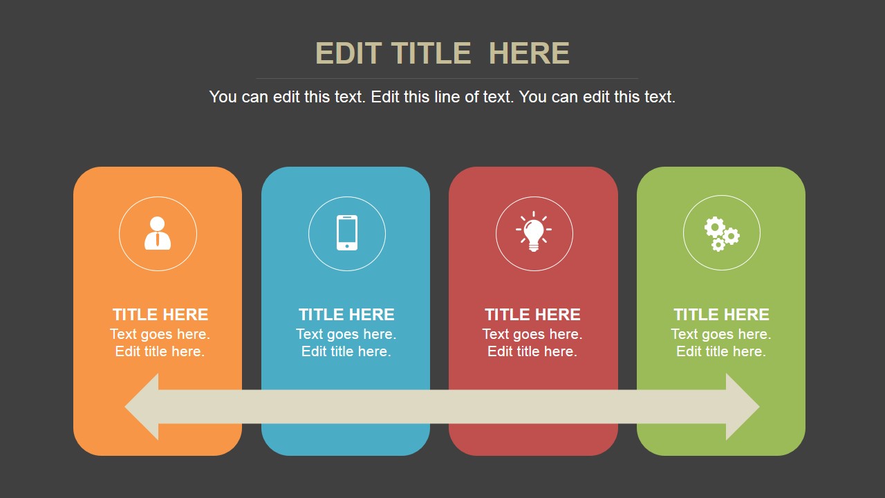 4 Columns Slide Layout with Double-Headed Arrow