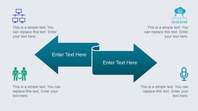 Animated Opposite Double-Headed Arrows Slide Design for PowerPoint