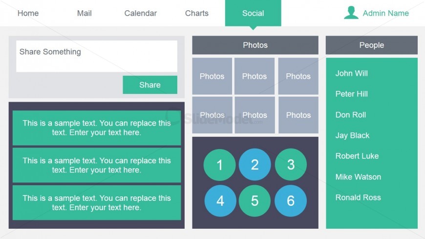 Social Media Dashboard Design for PowerPoint