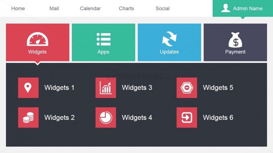 Admin Data Dashboard Design for PowerPoint