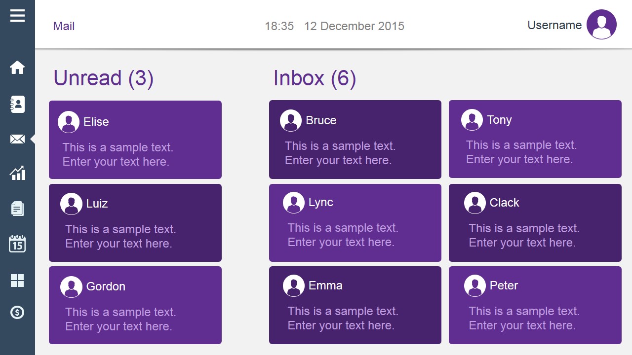 Unread Inbox Dashboard Slide Design Violet Style