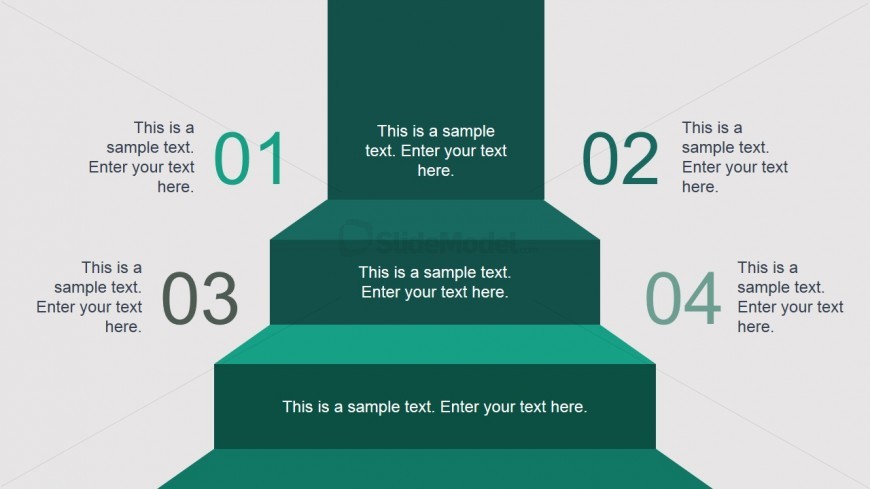 Multi Step 3D Stairs Diagram for PowerPoint