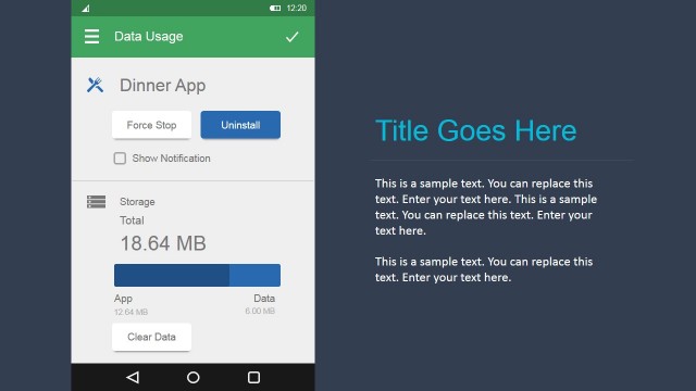 Application and Storage Management Android UI Screen