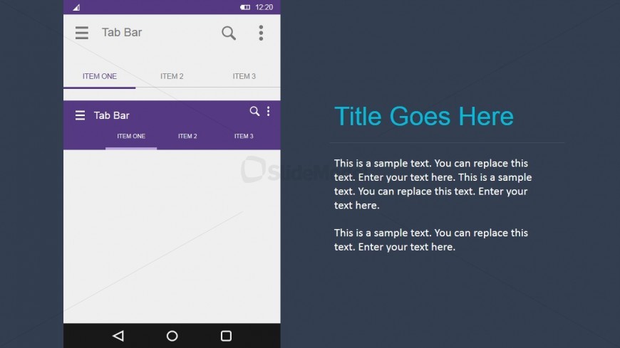 PowerPoint Shapes of Menu Bars in Materials Design.