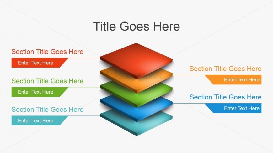 3D Multi-Level Diagram for PowerPoint with 5 Levels