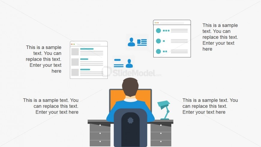 Flat Employee Working in Computer