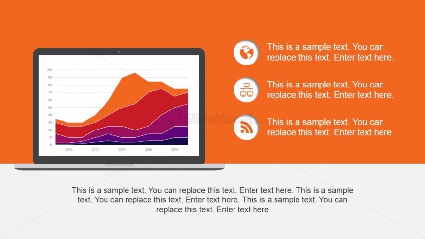 Monitor Data Chart Slide Design for PowerPoint - Area Chart