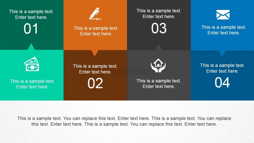 PowerPoint Flat Design Layout with Eight Cells