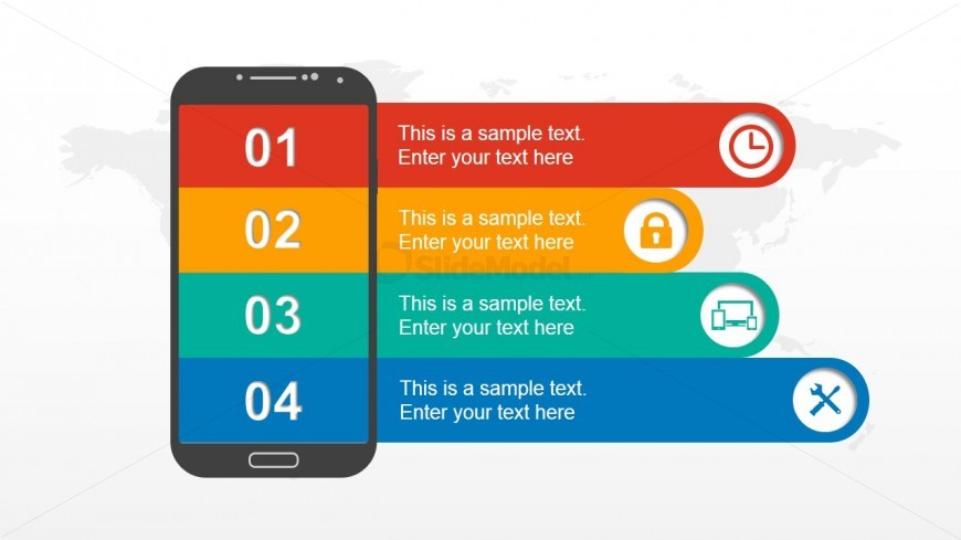4 Steps Colorful Bands for PowerPoint