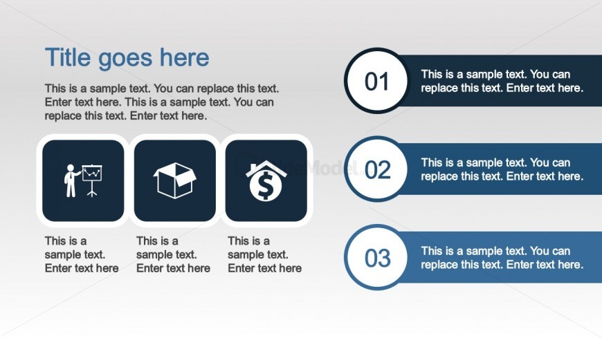 PPT Icons in Three Steps Diagram