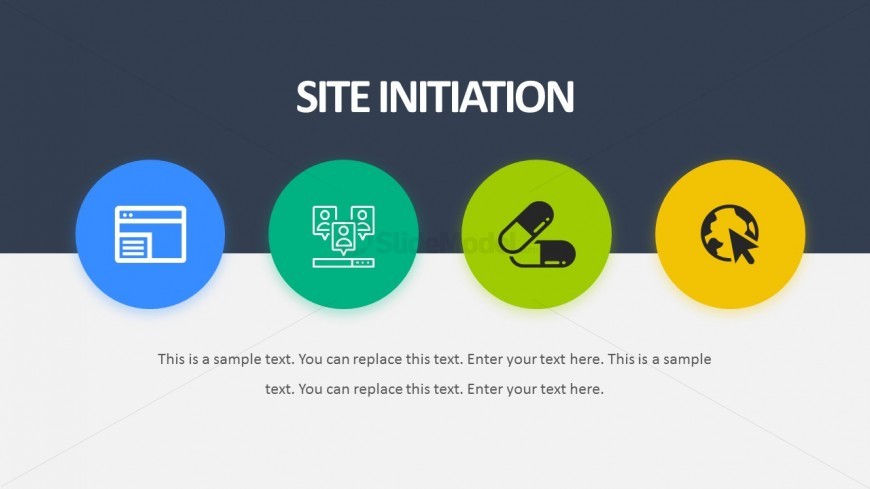 Clinical Site Initiation For PowerPoint With Text Icons