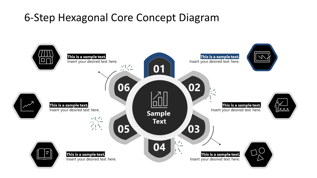 Hexagonal PPT Diagram Template Slide