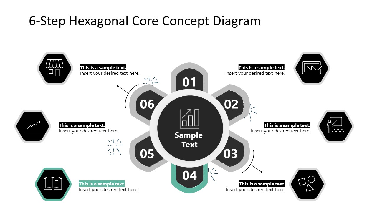 PowerPoint Template Diagram of 6-Steps Hexagons