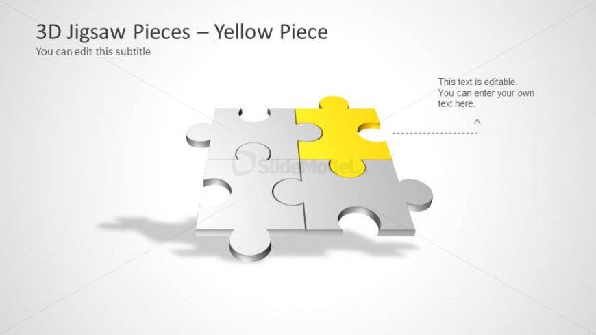 Four Puzzle Piece Template for PowerPoint – Yellow Piece