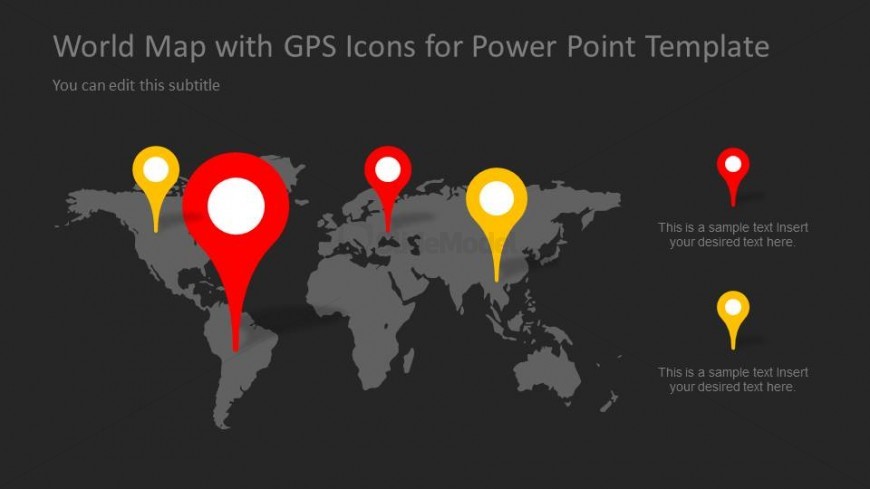 World Map PowerPoint Slide Design with Map Marker