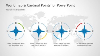 World Map Illustration & Cardinal Points Clipart