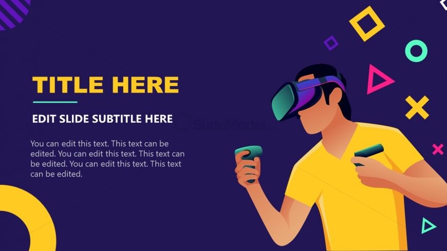 PPT VR Headset Gaming Event Scene Illustration