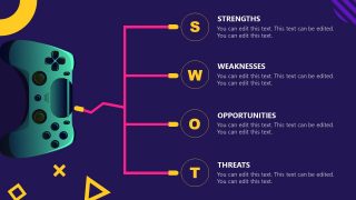 Slide of SWOT Analysis in Gaming Event Presentation 