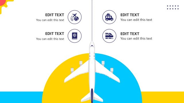 4 Segments Icons Airplane Travel PowerPoint