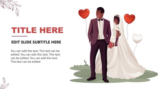Editable Slide with Wedding Couple Characters