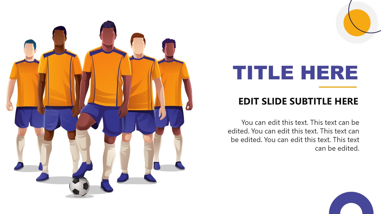 Editable PowerPoint Slide with Soccer Team Human Characters