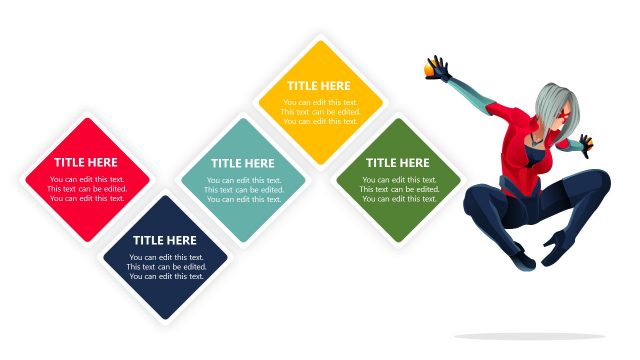 Woman Superhero with Diamond Infographic Diagram