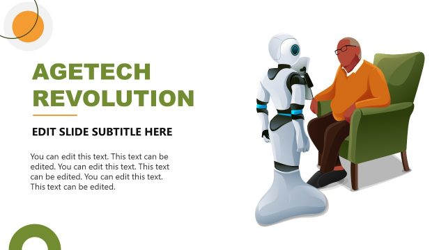 AgeTech Revolution Slide with Robot Illustration