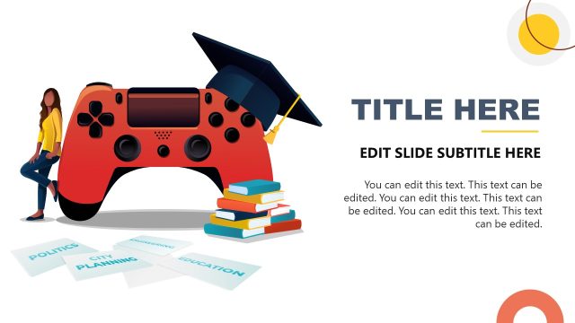 Play Station Illustration with Human Character – Serious Games PPT Template