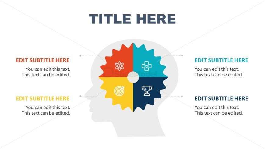 PPT Slide with Brain Infographic Illustration 