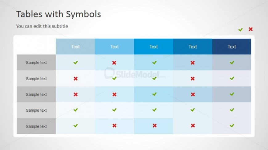 Check And Cross Icon Table Symbols