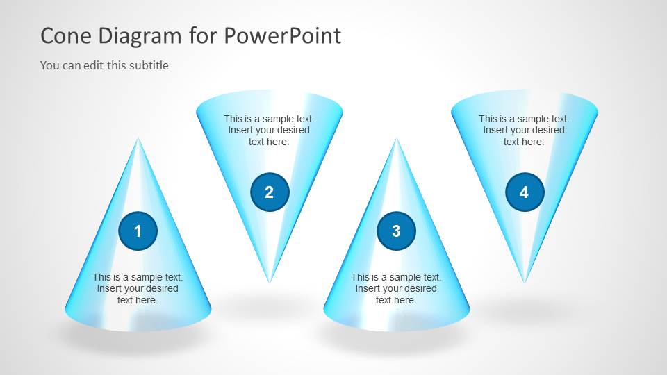 3D Cone Diagrams for PowerPoint SlideModel