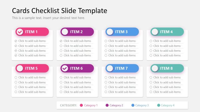 Editable Cards Checklist Design for PowerPoint