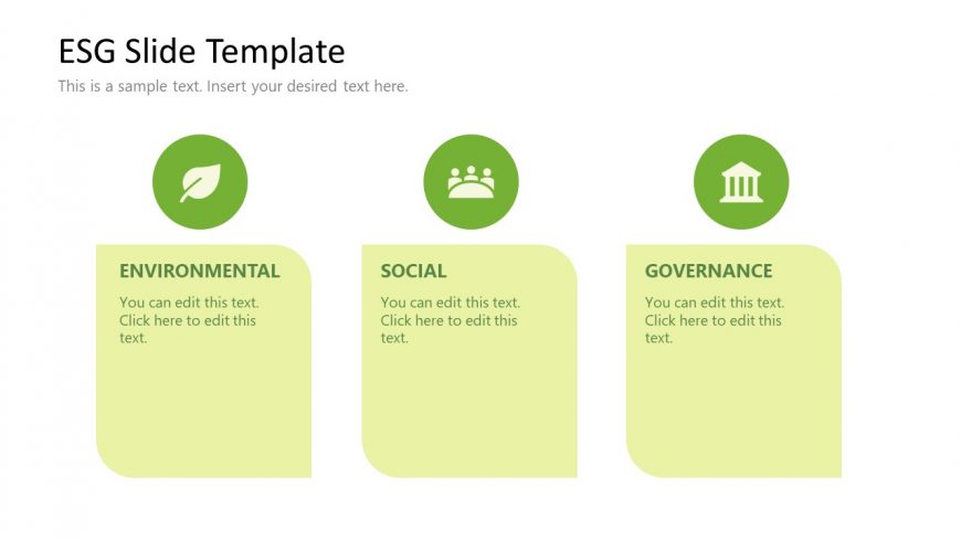 PPT Slide Template with ESG Three-Column Design