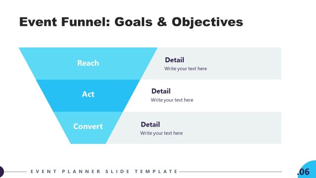 Event Funnel Slide with Goals & Objectives Text