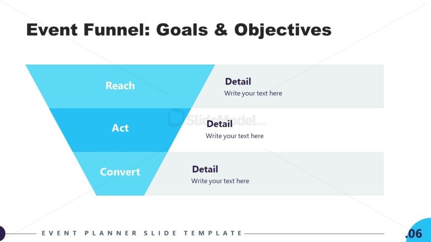 Event Funnel Template Slide with Goals & Objectives Details