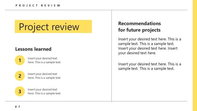 Project Review Presentation – Recommendations Slide