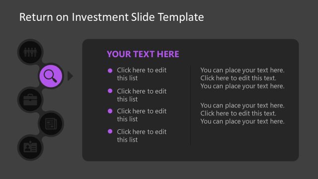 Return on Investment Slide with Dark Background
