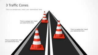 Timeline Traffic Cones with 3 Milestones for PowerPoint