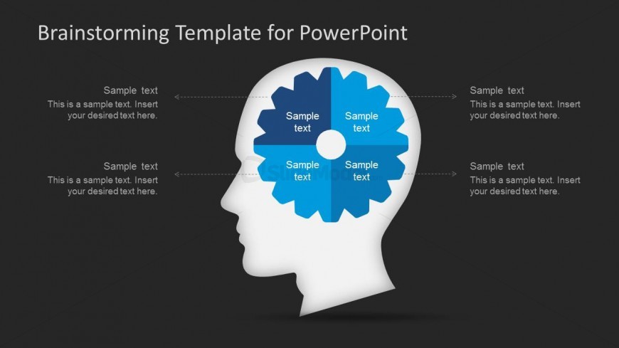 PowerPoint Brainstorming Head and Gear Scene