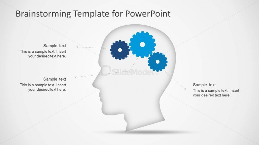 PowerPoint Shapes of Head Silhouette with Gears Brain