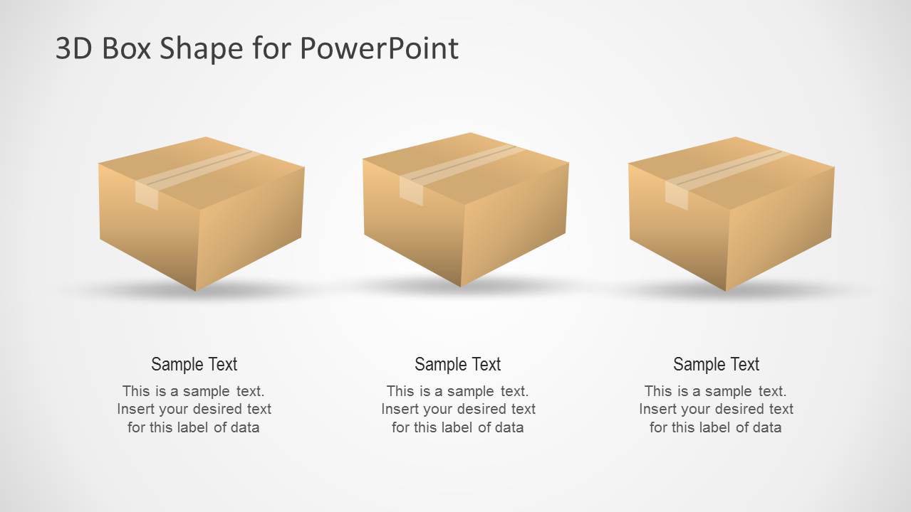 3D Cardboard Box Shapes for PowerPoint SlideModel