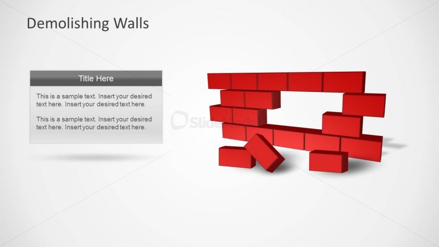 broken brick wall template for powerpoint with text box slidemodel