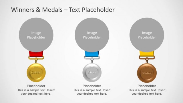 3 Medal Shapes with Image Placeholder for PowerPoint
