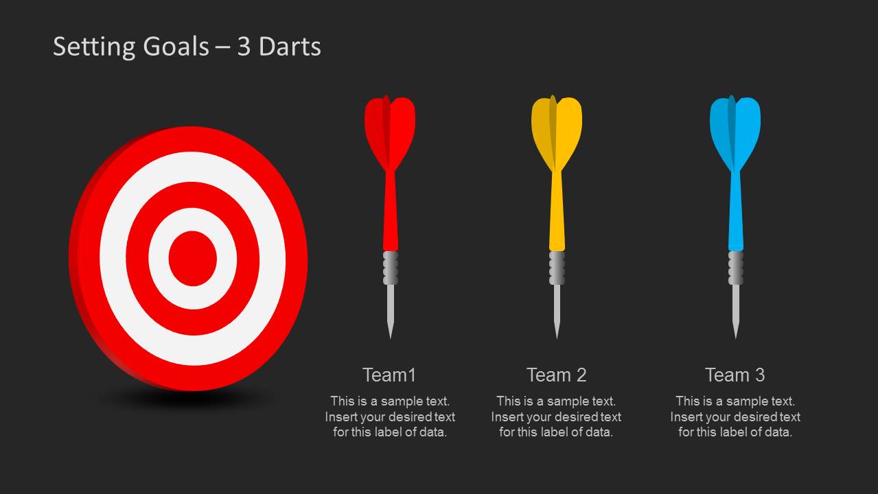 Dart Shapes for Goal Setting in PowerPoint Slide