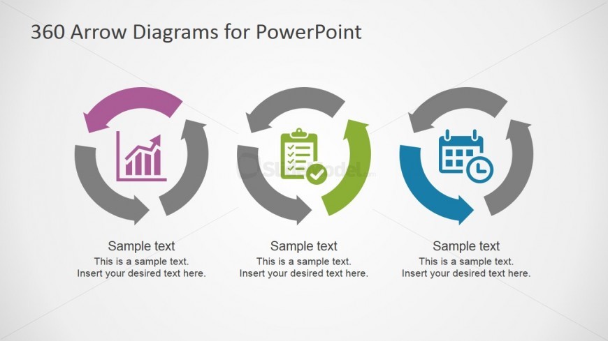 PowerPoint Template with Three Circular Process Diagrams