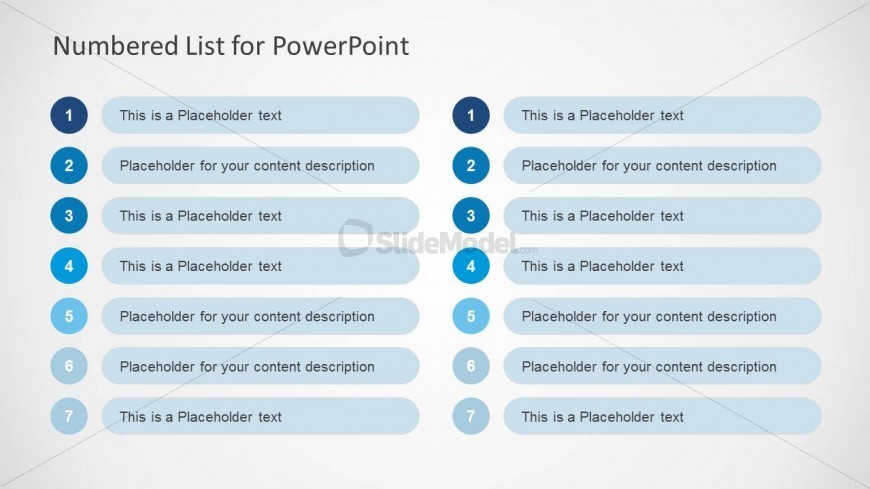 PowerPoint Parallel Tables Seven Rows