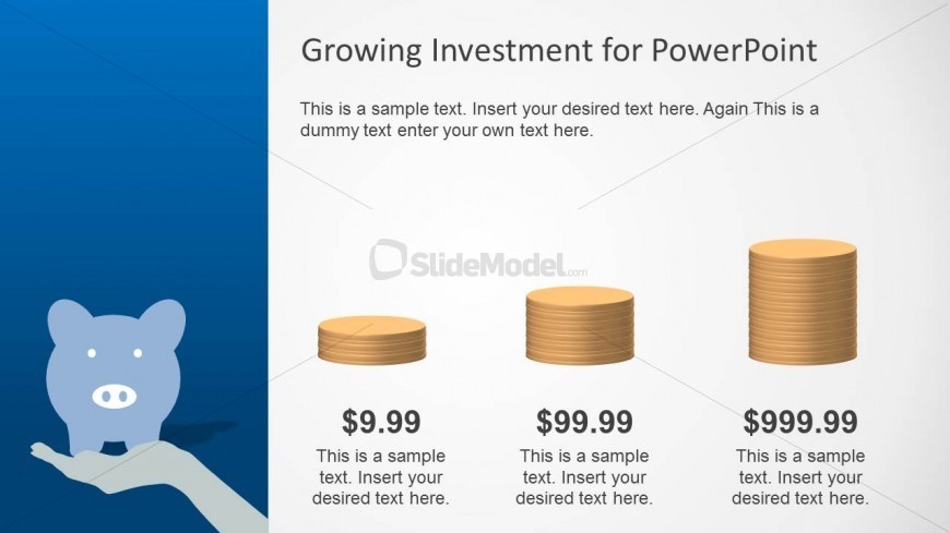 PowerPoint Bar Chart with Golden Coins Clipart